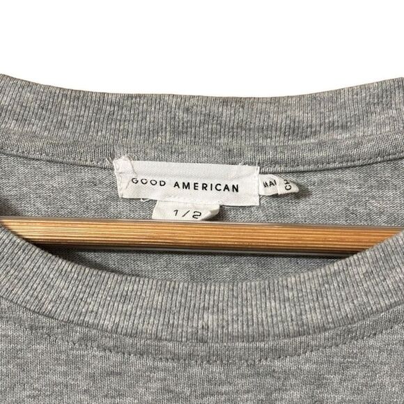 GOOD AMERICAN Long Sleeve Crew Neck T-Shirt Gray Heather size 1\2 - Picture 5 of 13